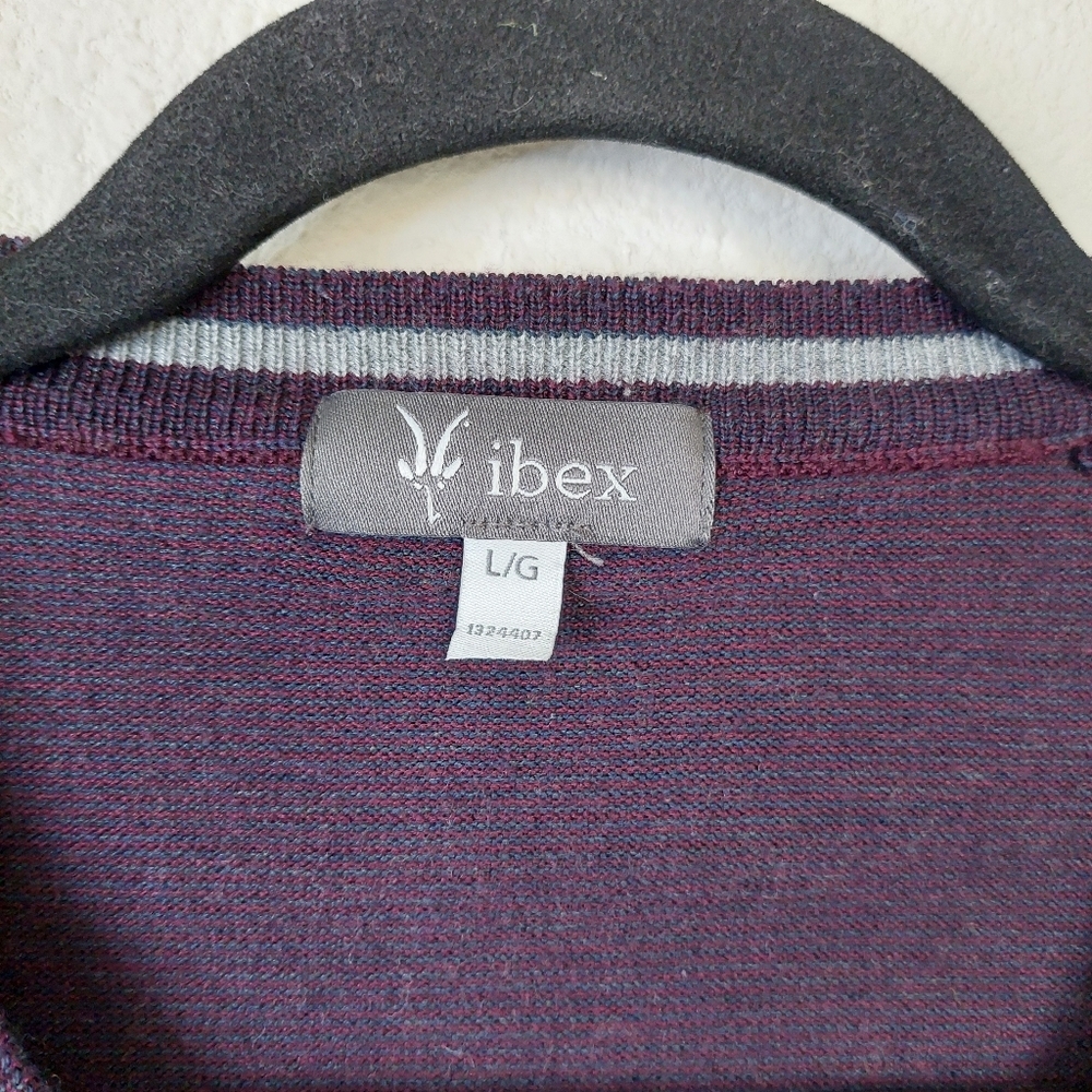 Ibex Purple Vneck Longsleeve Merino Wool Blend Sweater Size Large - Picture 3 of 10